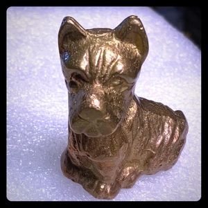 Brass Dog Figurine Heavy Vintage Aged Patina